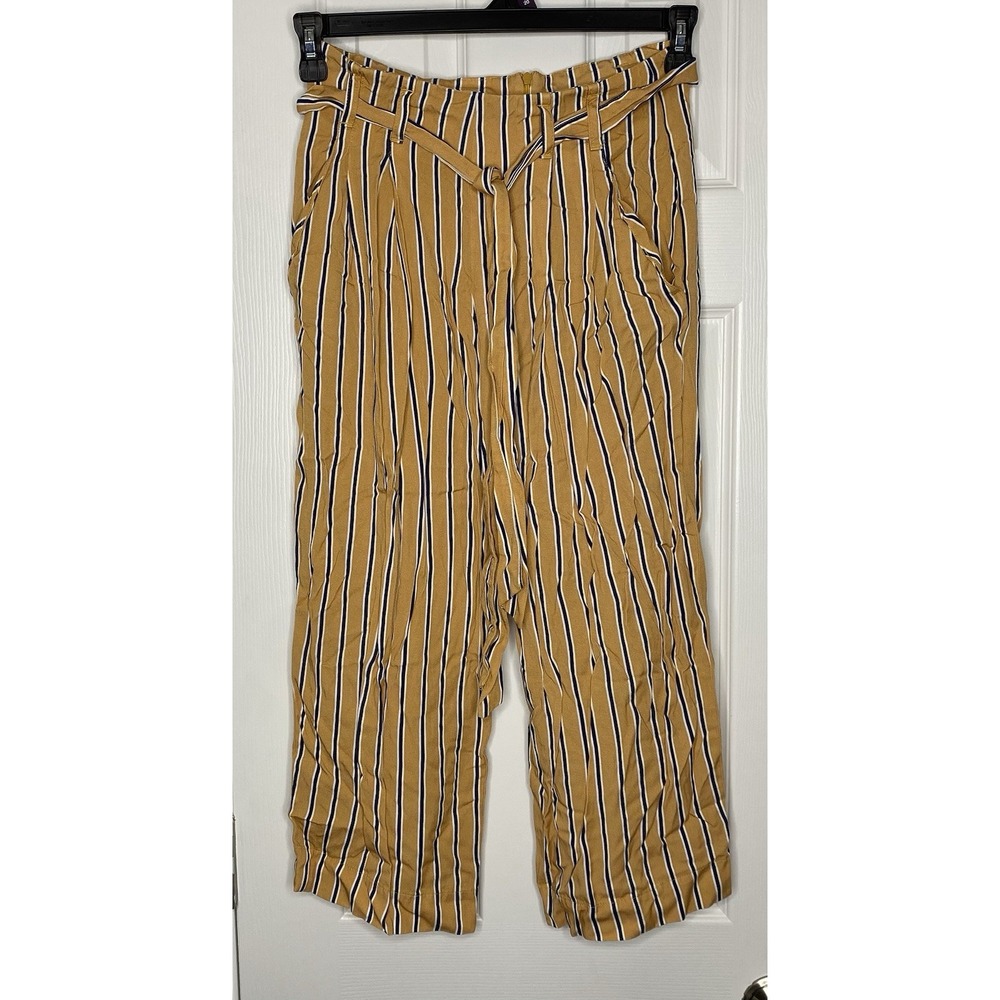 Shore Women's‎ Tie Up Wide Leg Striped Pants Yellow Blue White Size XS